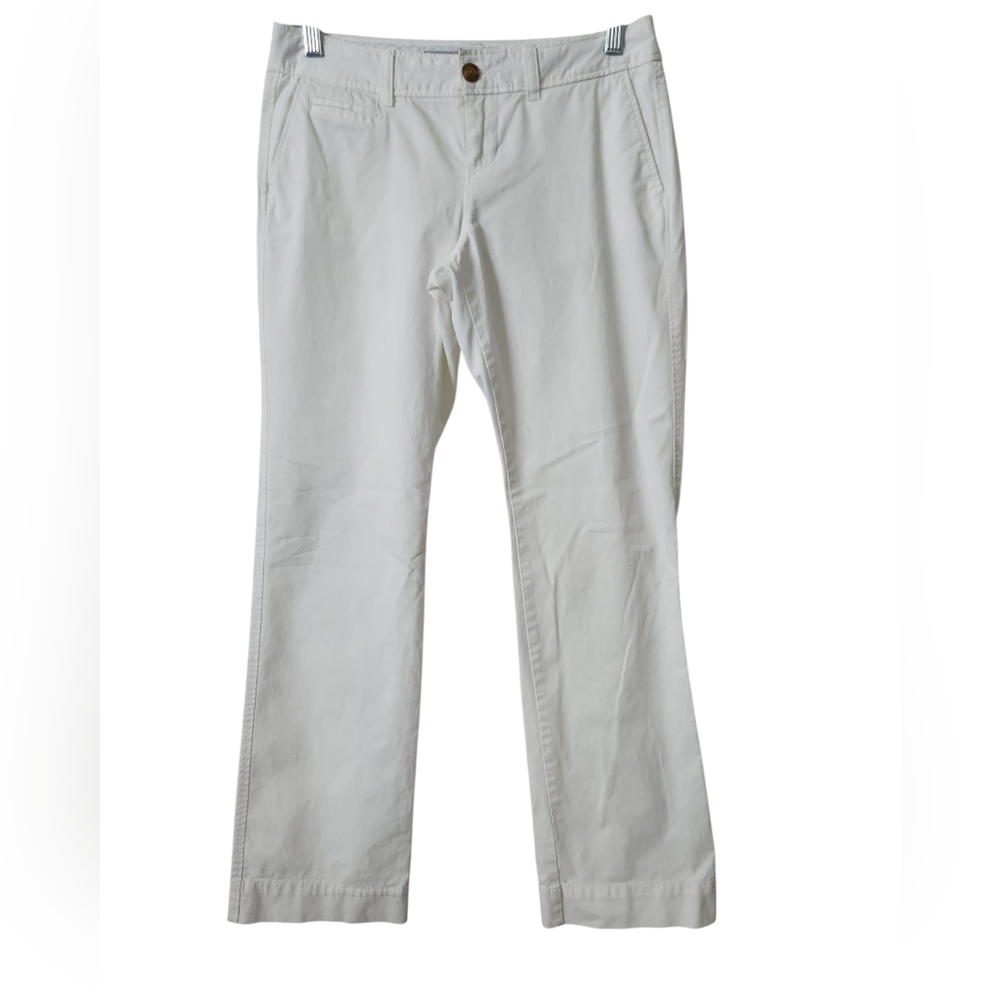 OldNavy Women's White Cotton Slight Flare Hem Mid-Rise Summer Pants Size2Regular